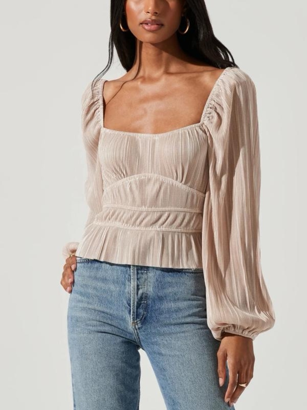 Women's ASTR the Label Ziva Pleated Squareneck Top